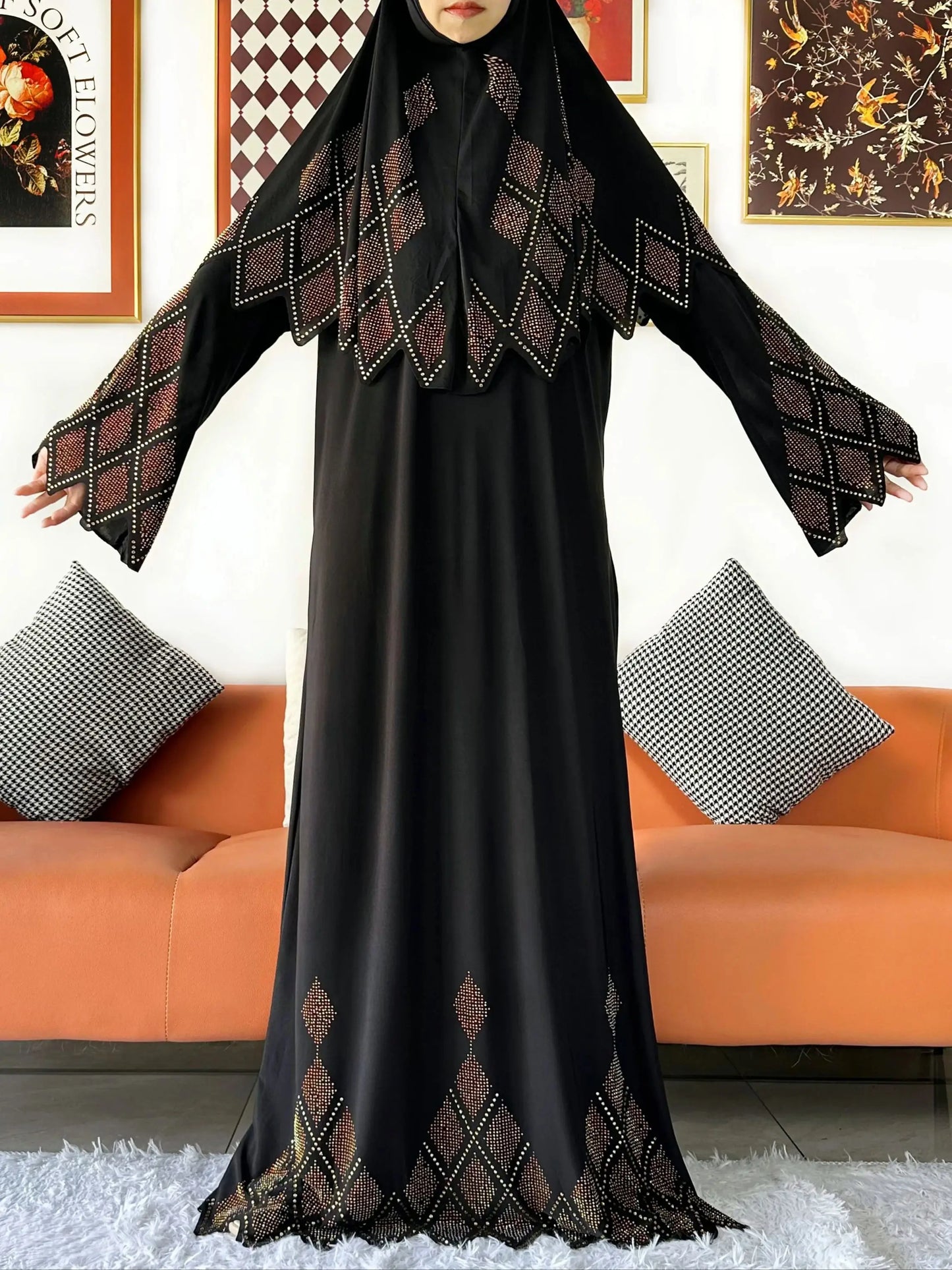 Ensemble de deux pièces Hijab Vêtements de prière Ensemble Abaya musulman Vêtements de prière pour femmes