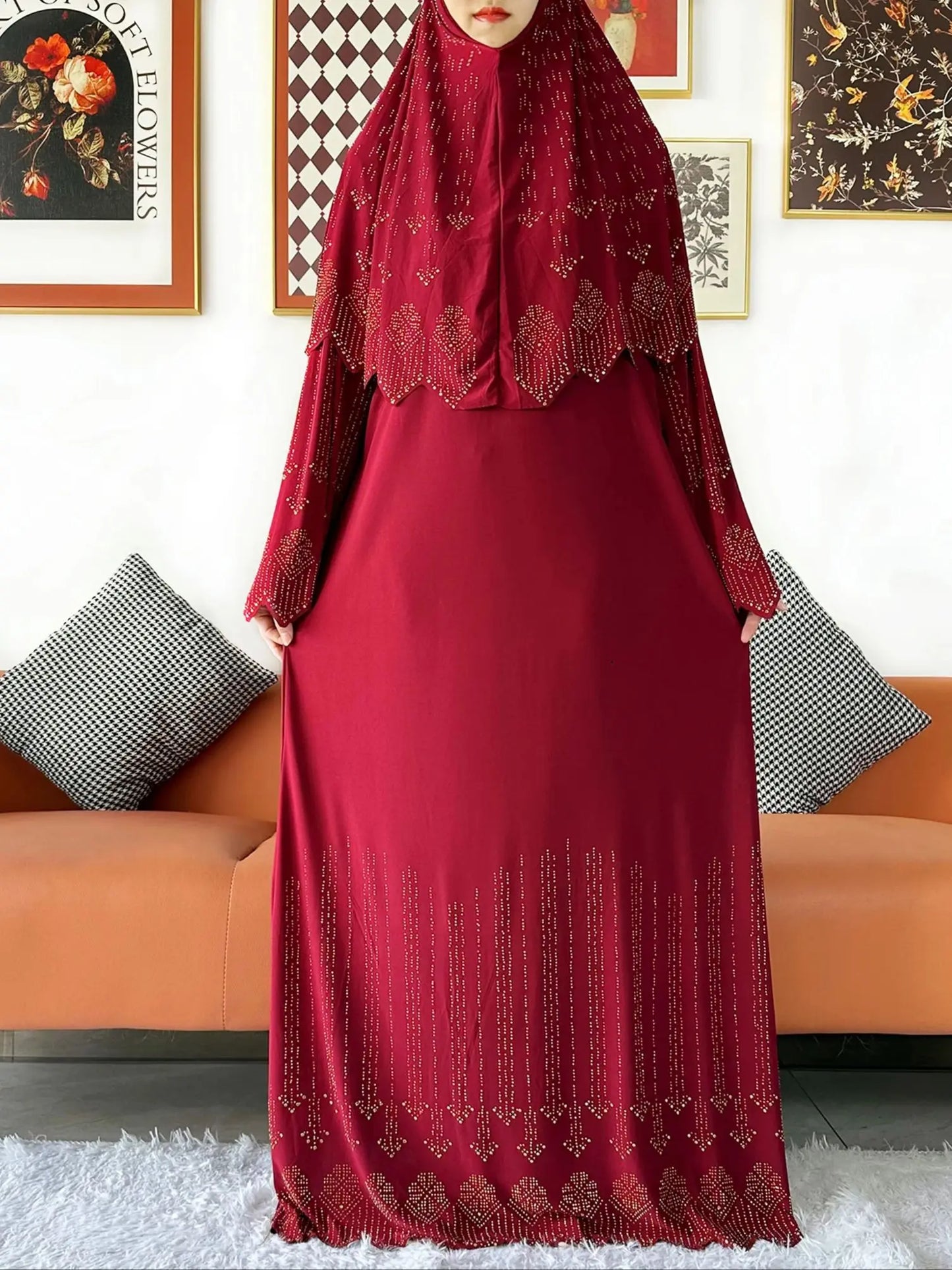 Ensemble de deux pièces Hijab Vêtements de prière Ensemble Abaya musulman Vêtements de prière pour femmes