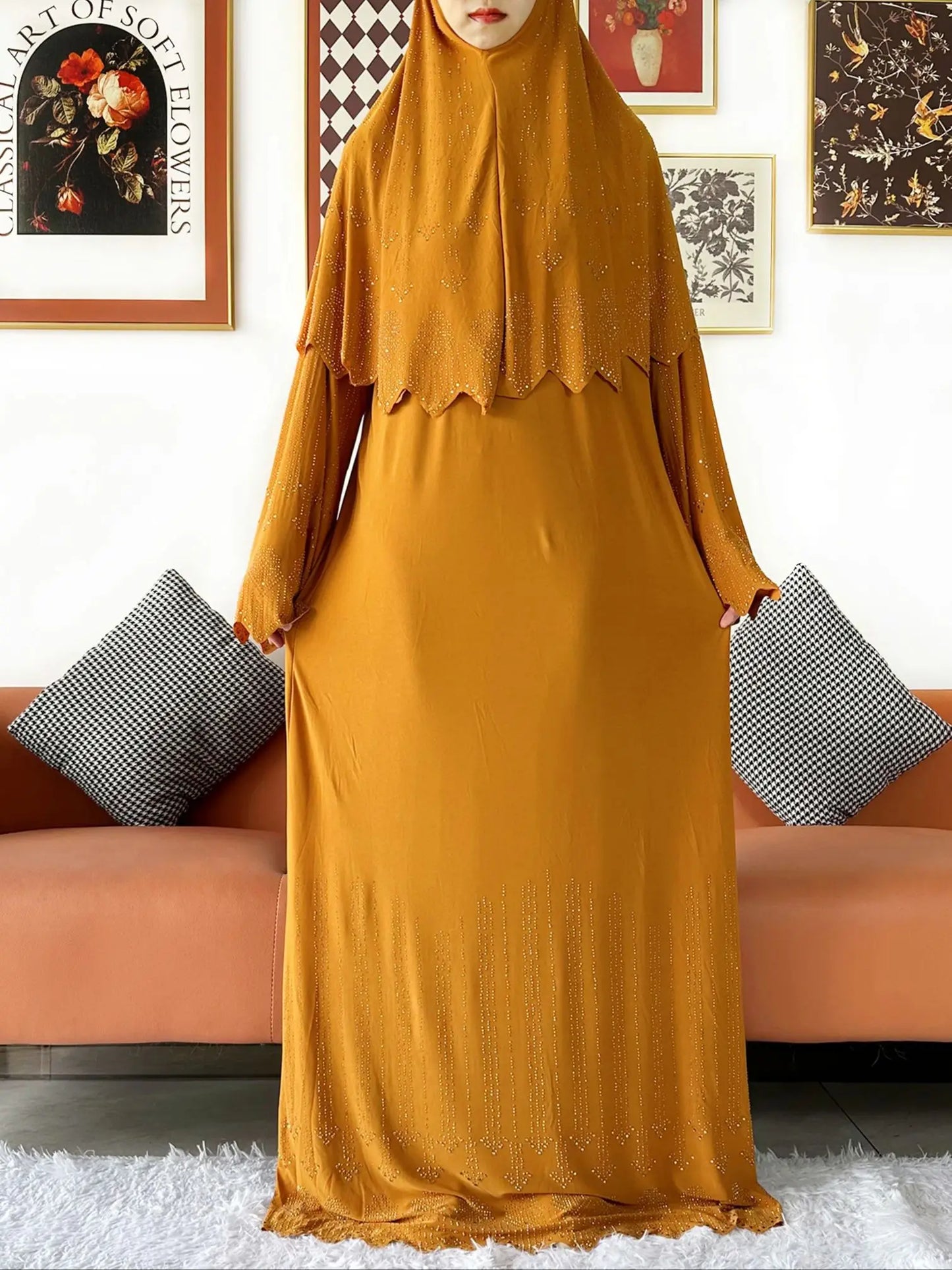 Ensemble de deux pièces Hijab Vêtements de prière Ensemble Abaya musulman Vêtements de prière pour femmes