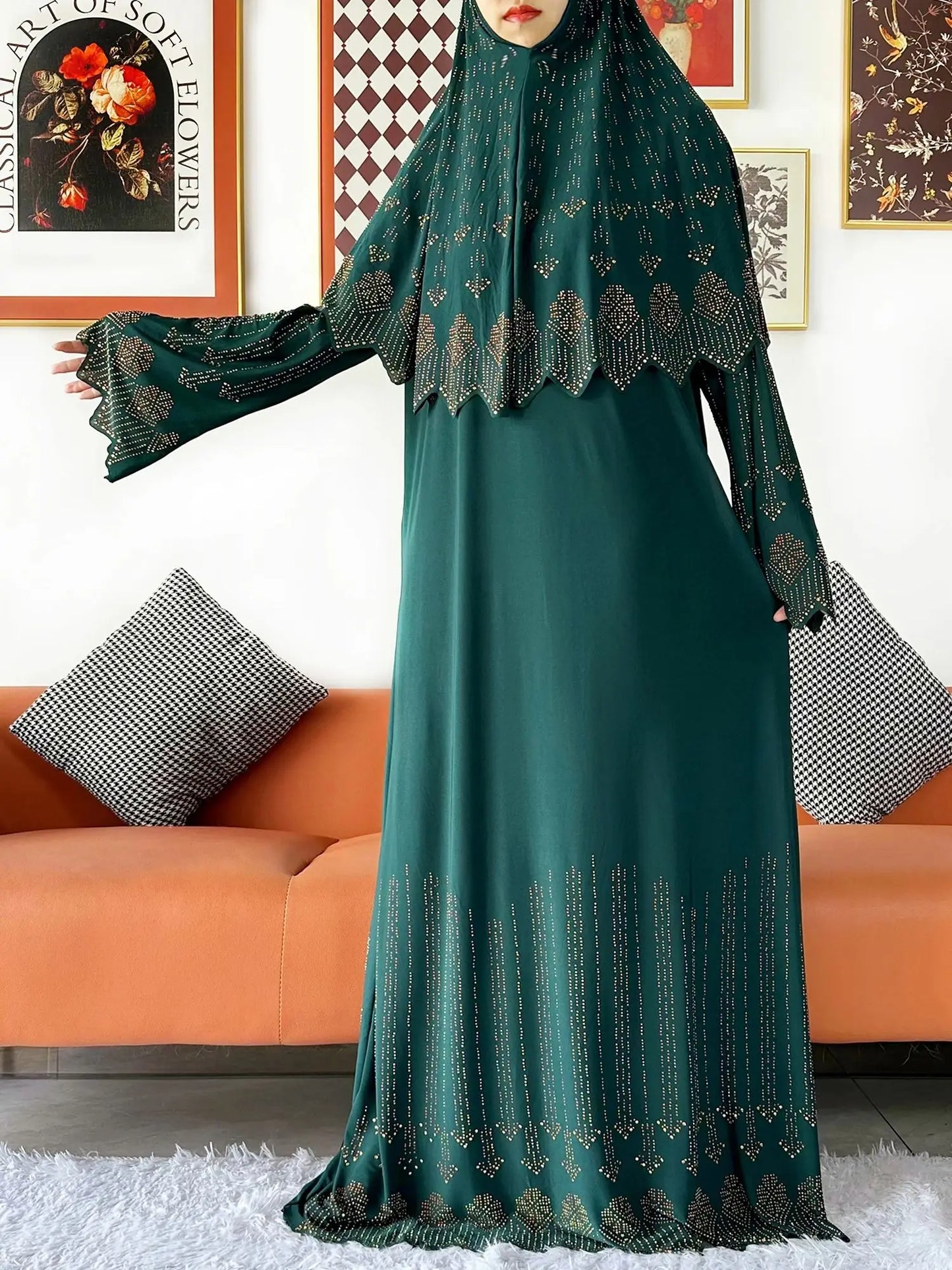 Ensemble de deux pièces Hijab Vêtements de prière Ensemble Abaya musulman Vêtements de prière pour femmes