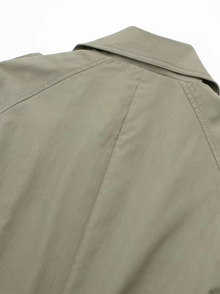 Trench Long Élégant Femme avec Ceinture, Double Boutonnage & Col Classique