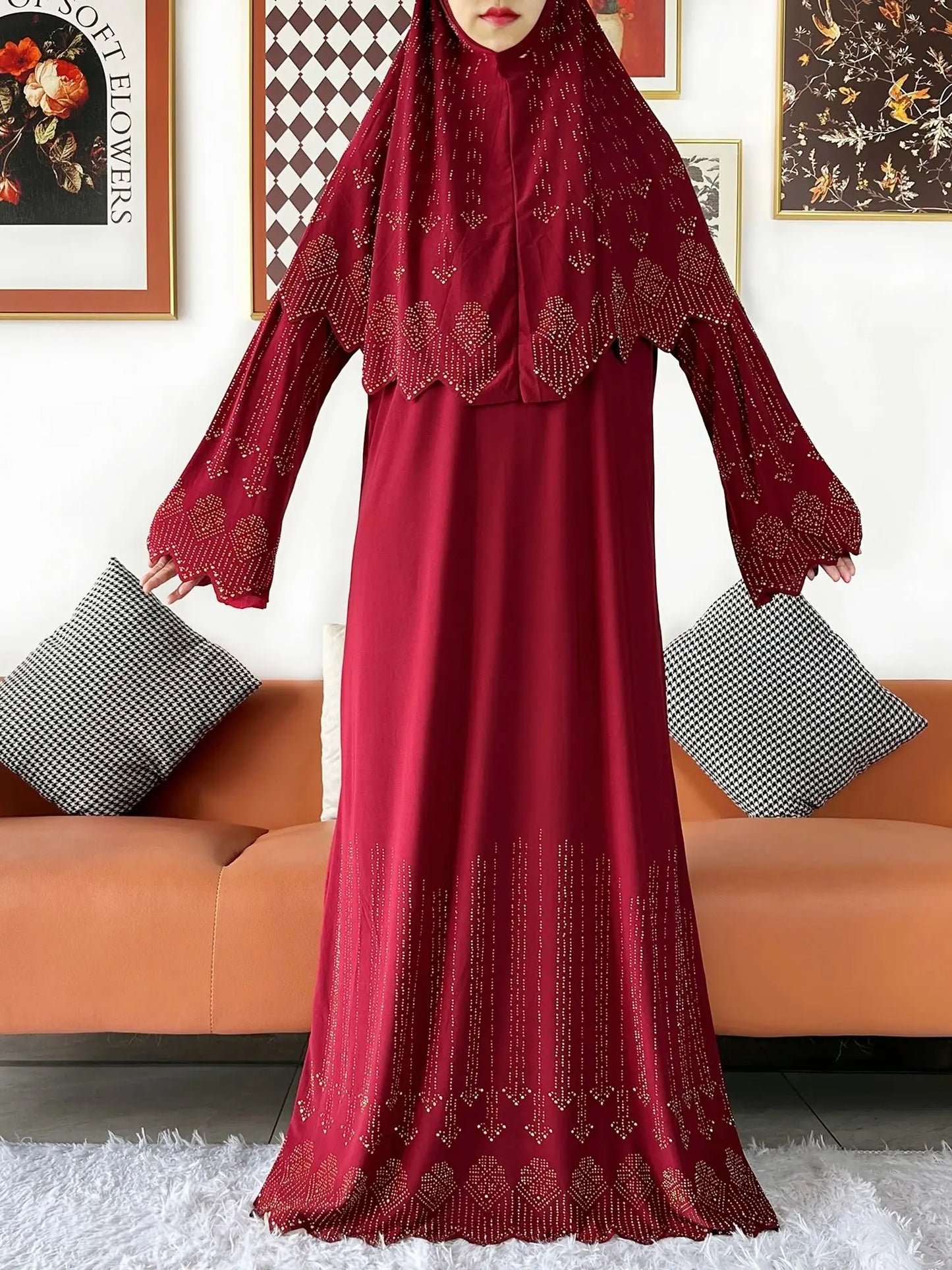 Ensemble de deux pièces Hijab Vêtements de prière Ensemble Abaya musulman Vêtements de prière pour femmes