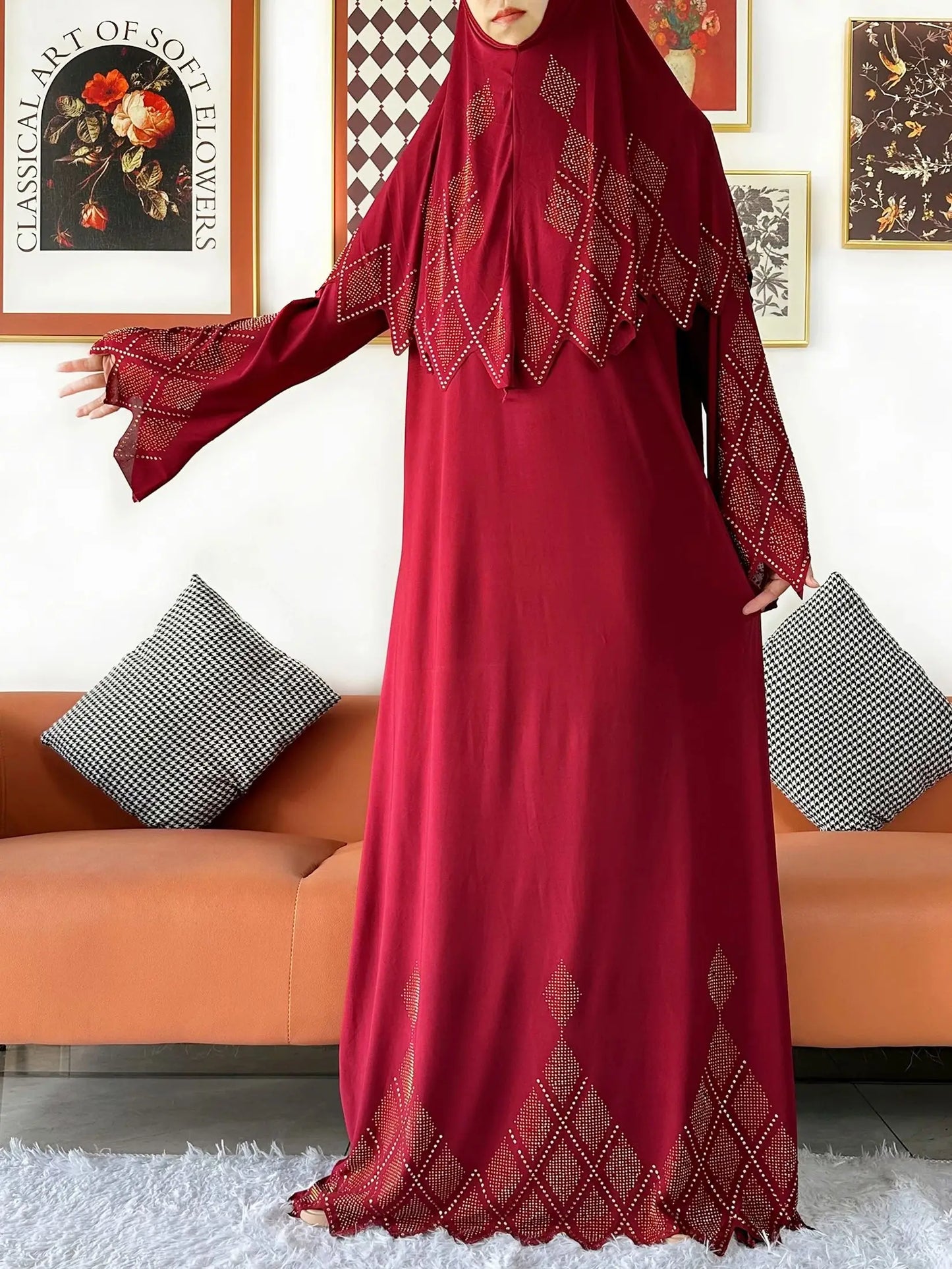 Ensemble de deux pièces Hijab Vêtements de prière Ensemble Abaya musulman Vêtements de prière pour femmes