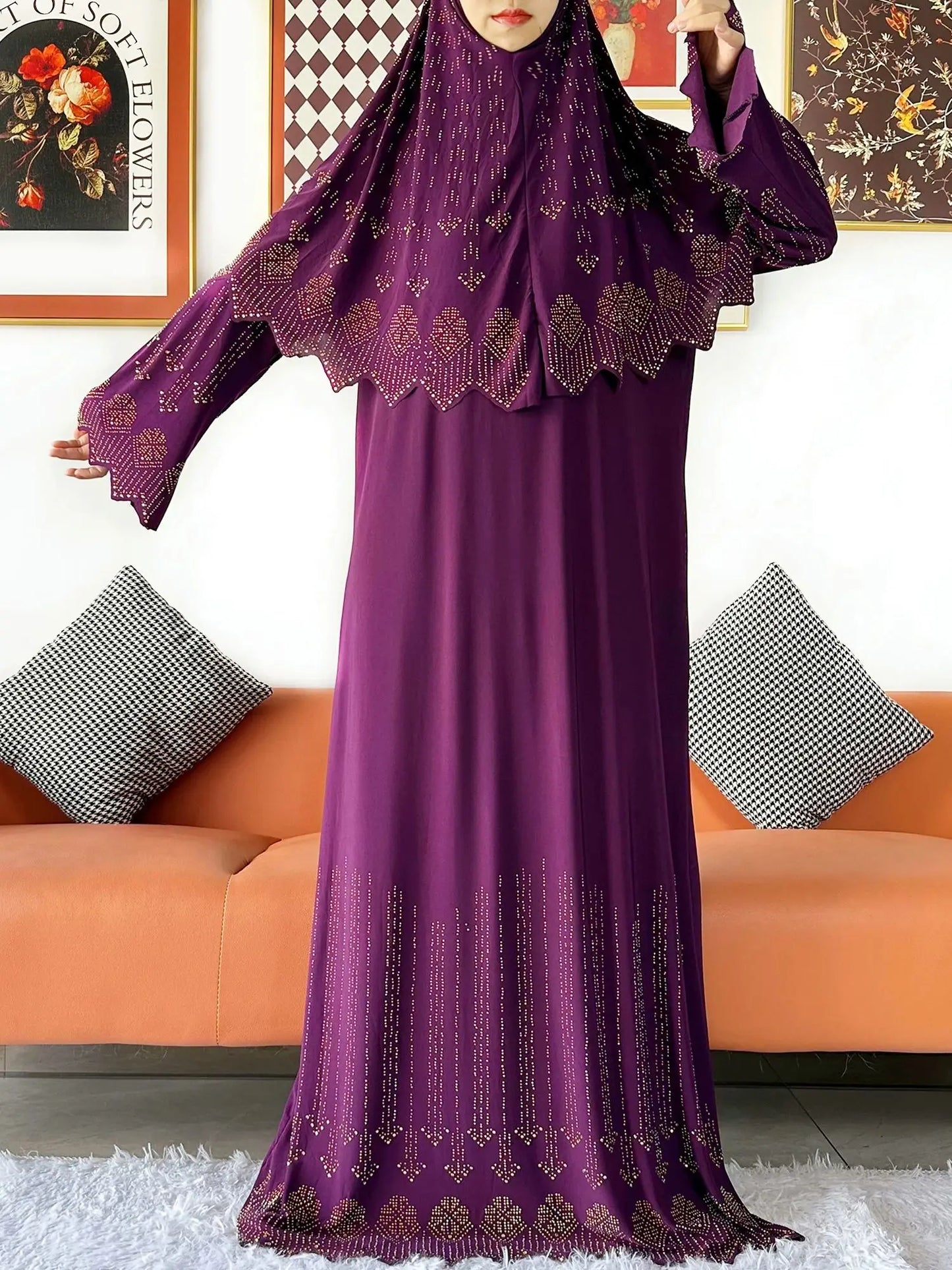 Ensemble de deux pièces Hijab Vêtements de prière Ensemble Abaya musulman Vêtements de prière pour femmes