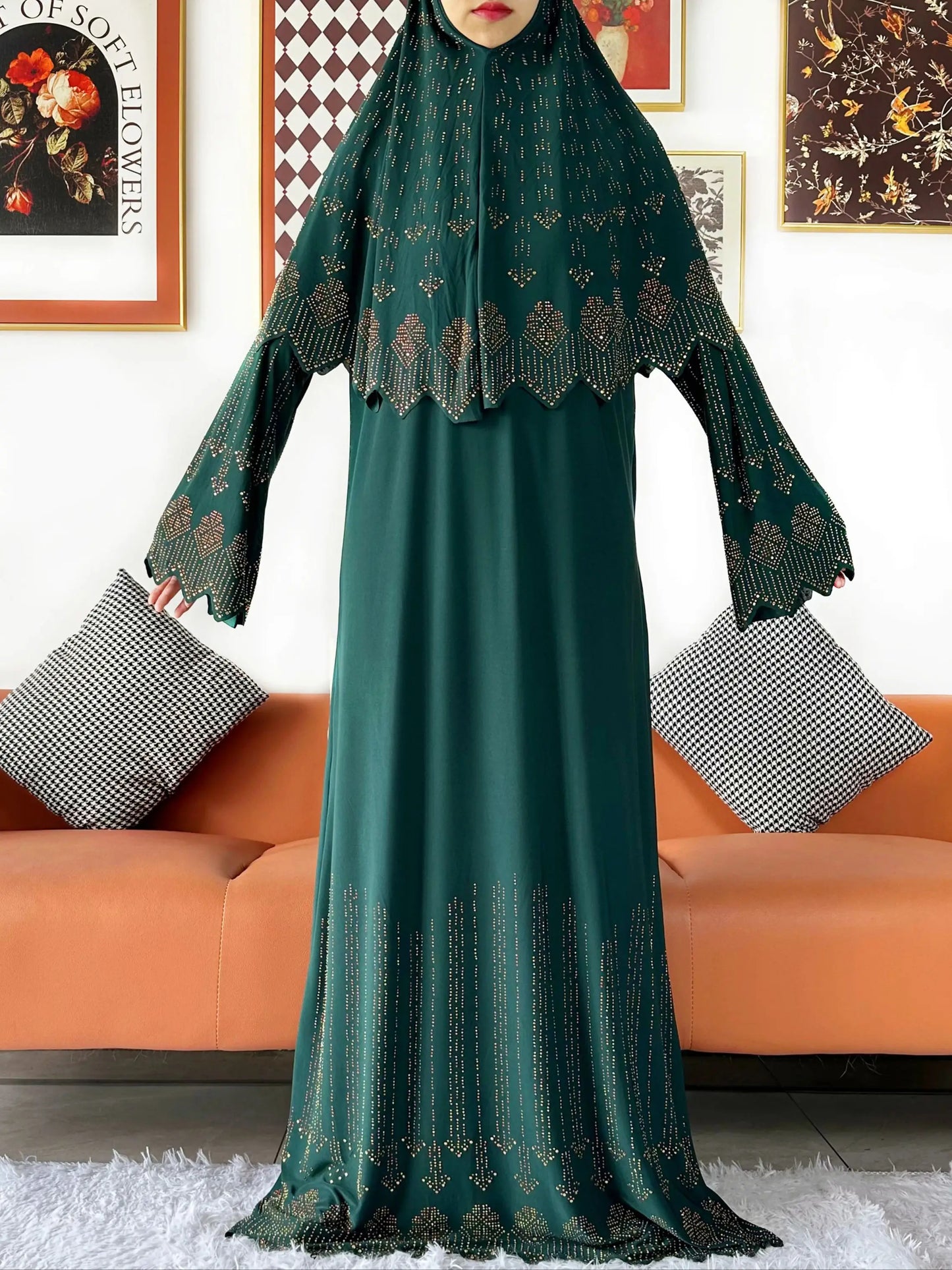 Ensemble de deux pièces Hijab Vêtements de prière Ensemble Abaya musulman Vêtements de prière pour femmes