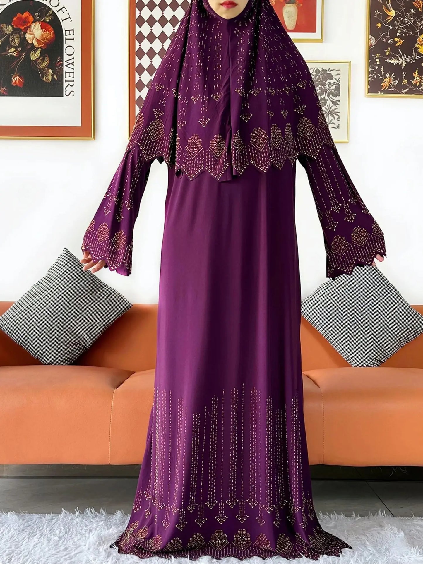 Ensemble de deux pièces Hijab Vêtements de prière Ensemble Abaya musulman Vêtements de prière pour femmes