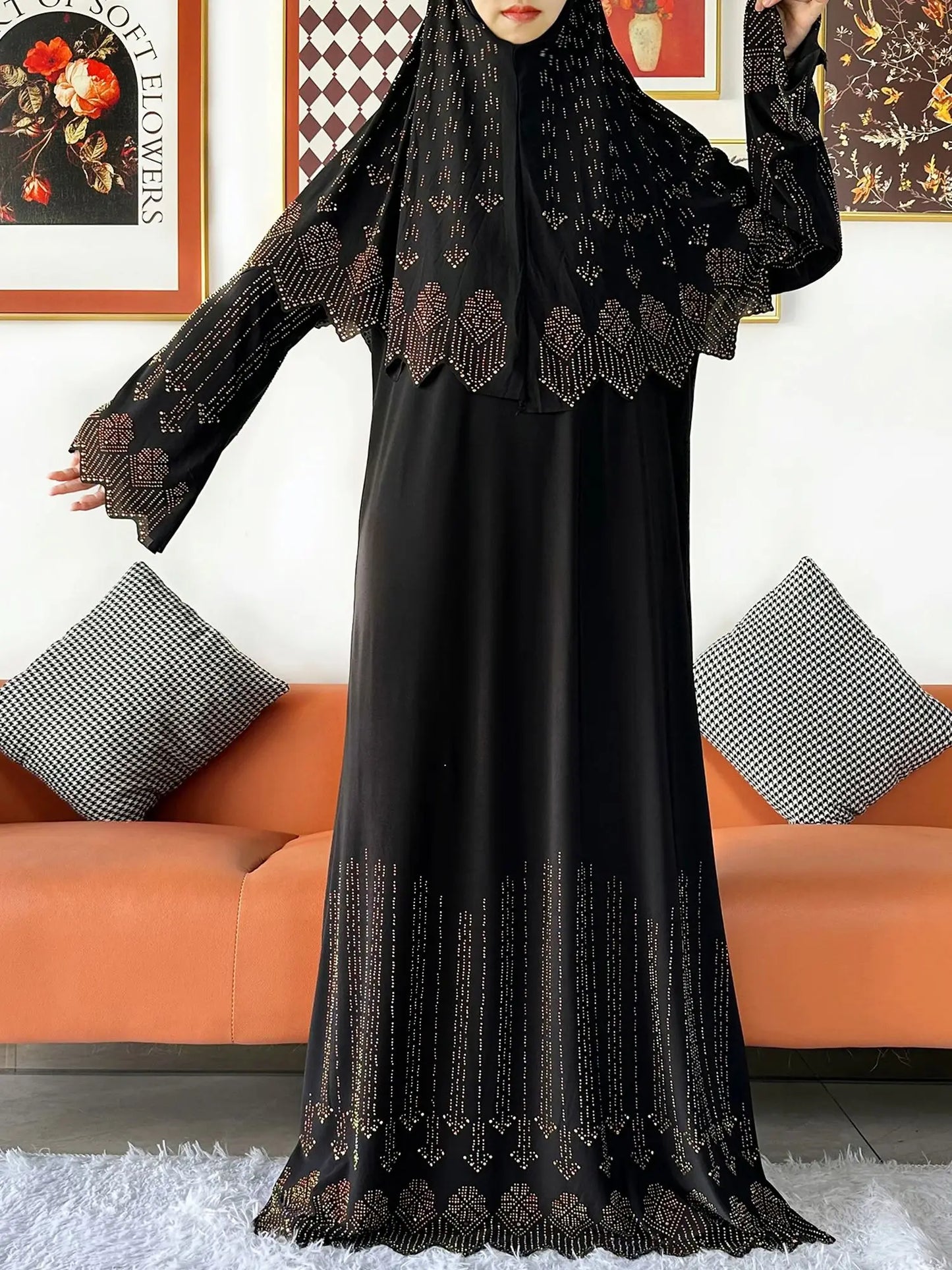 Ensemble de deux pièces Hijab Vêtements de prière Ensemble Abaya musulman Vêtements de prière pour femmes
