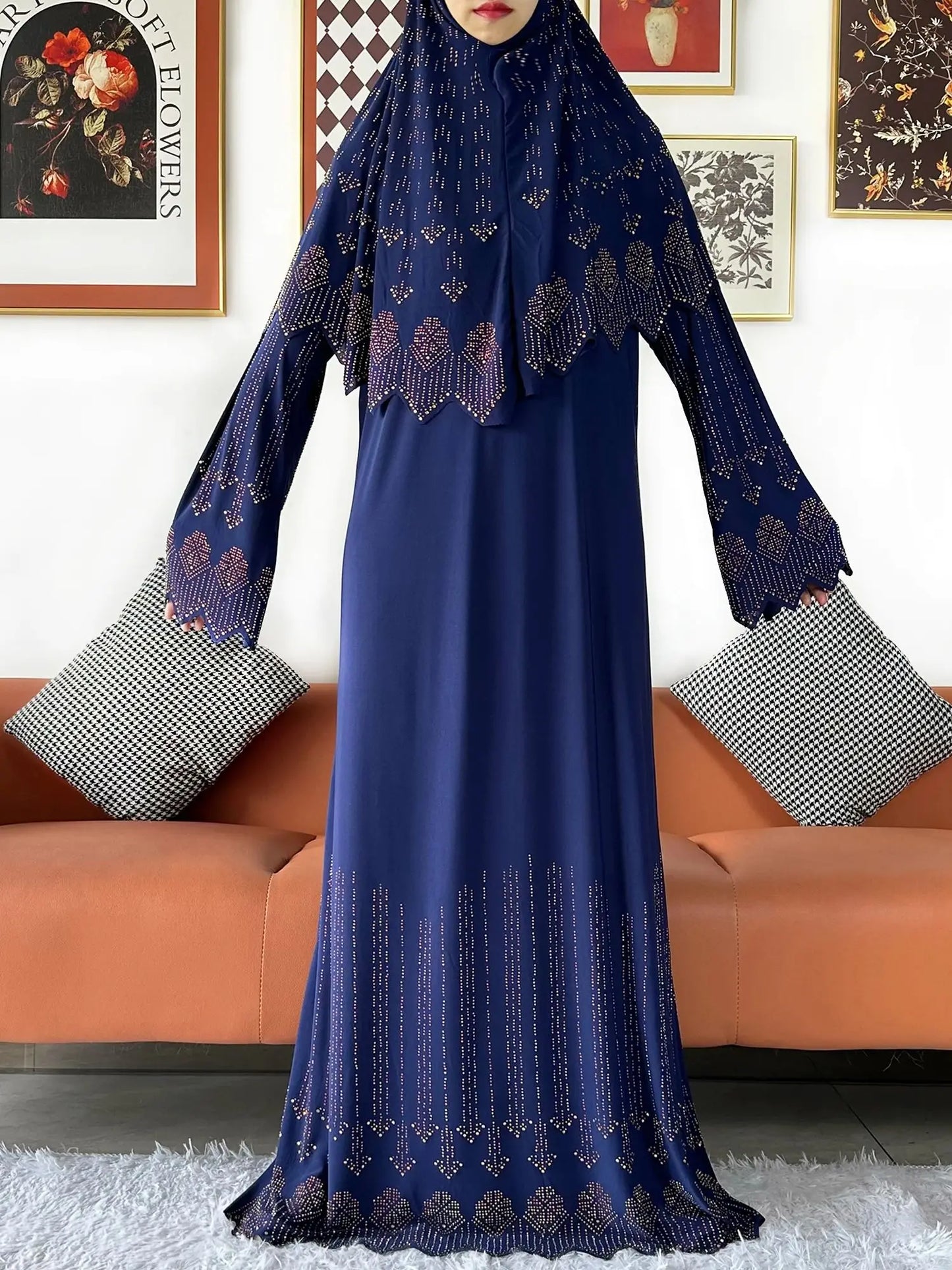 Ensemble de deux pièces Hijab Vêtements de prière Ensemble Abaya musulman Vêtements de prière pour femmes