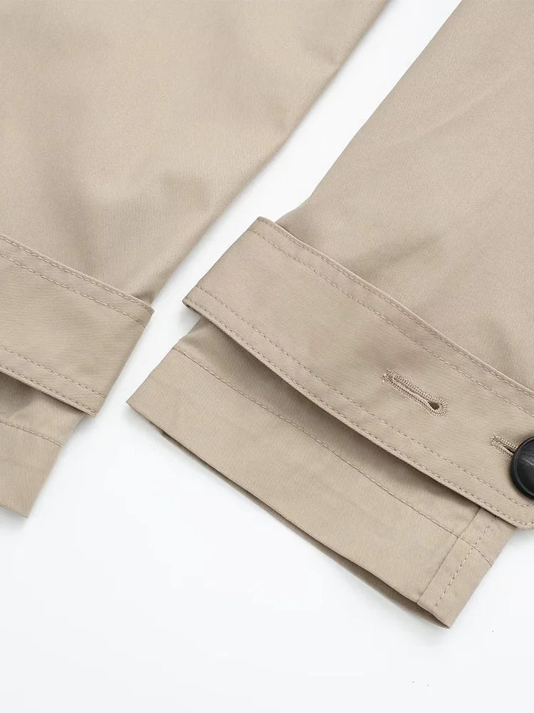 Trench Long Élégant Femme avec Ceinture, Double Boutonnage & Col Classique