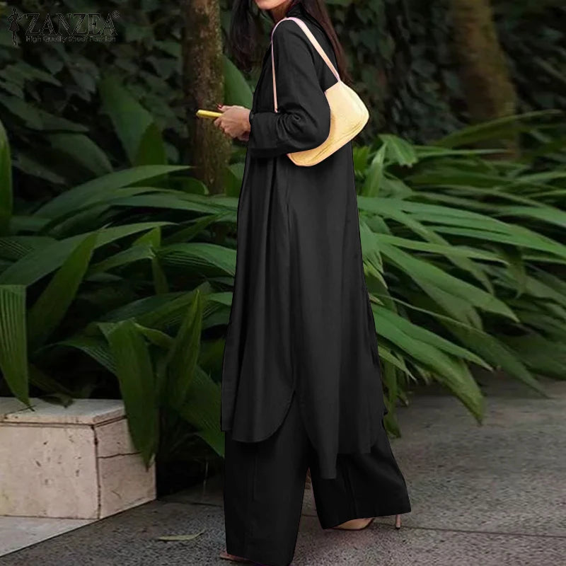 Costume Élégant Femme – Ensemble Chemise Oversize & Pantalon