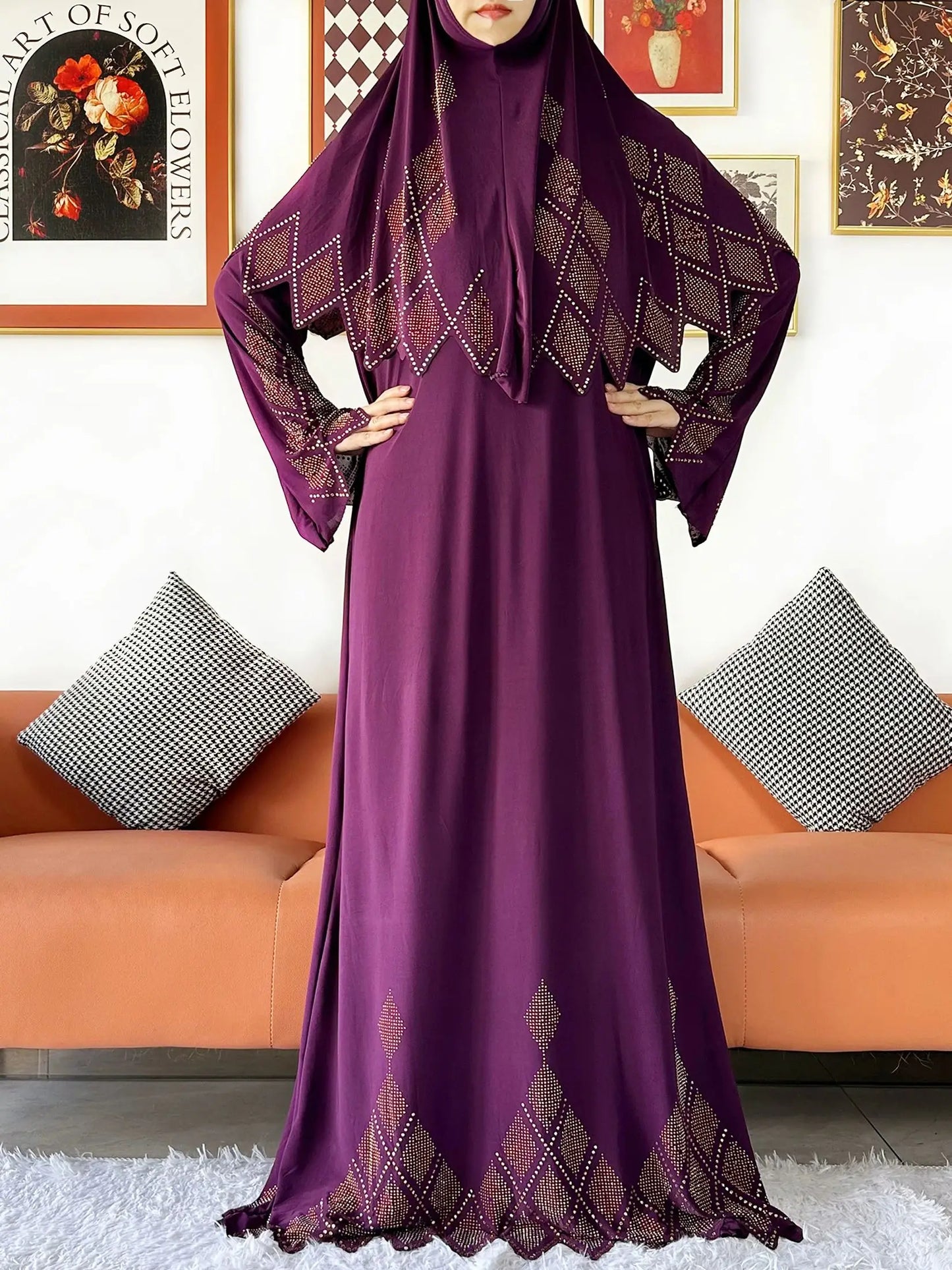 Ensemble de deux pièces Hijab Vêtements de prière Ensemble Abaya musulman Vêtements de prière pour femmes