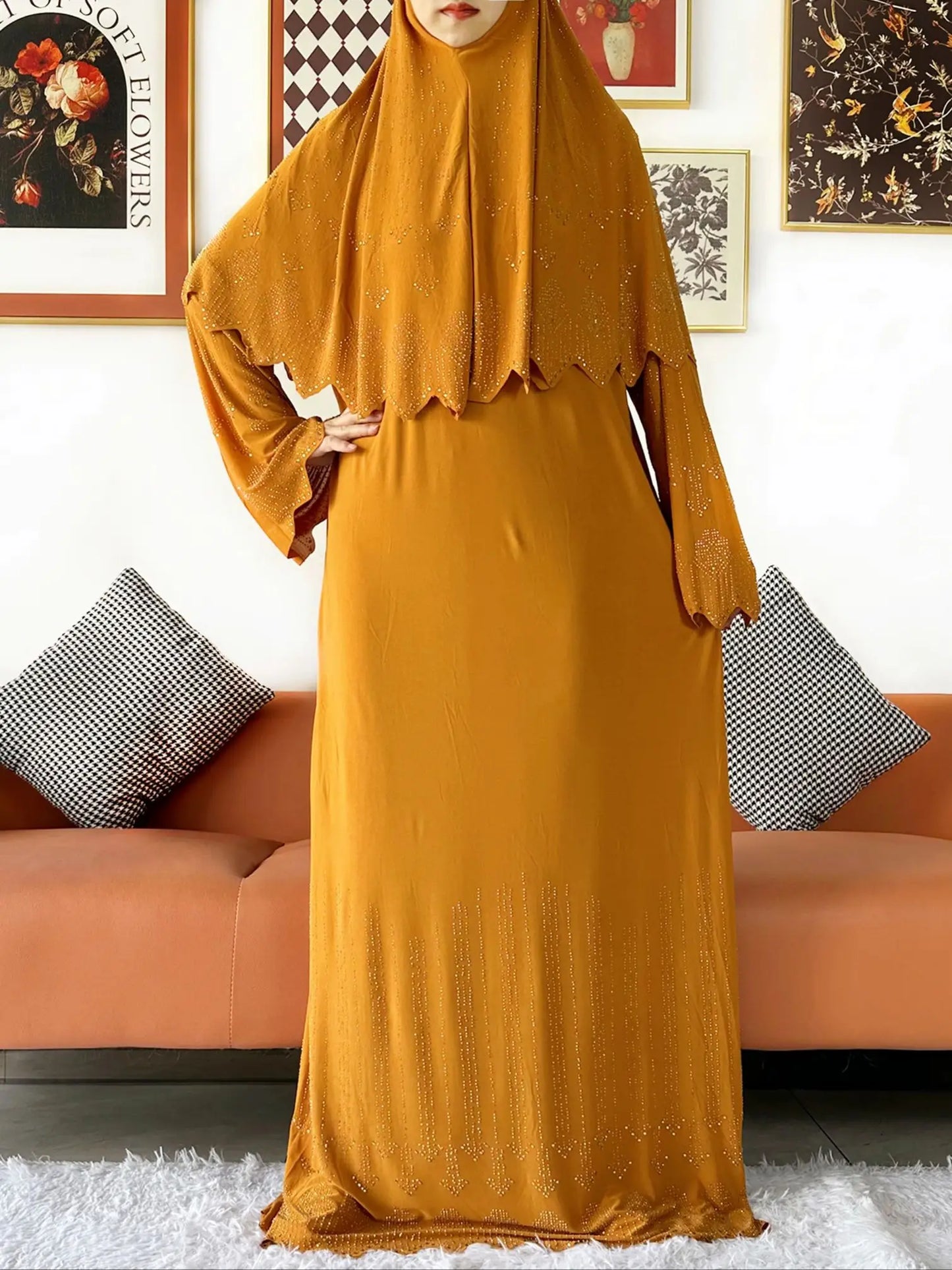 Ensemble de deux pièces Hijab Vêtements de prière Ensemble Abaya musulman Vêtements de prière pour femmes