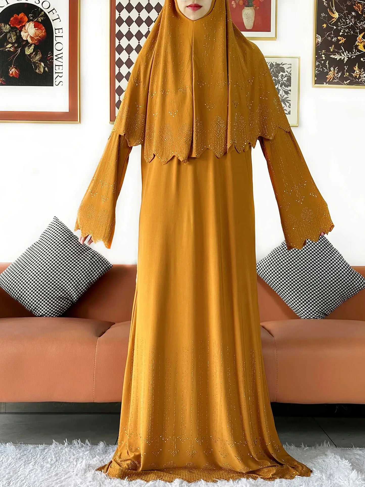 Ensemble de deux pièces Hijab Vêtements de prière Ensemble Abaya musulman Vêtements de prière pour femmes