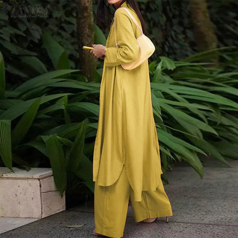 Costume Élégant Femme – Ensemble Chemise Oversize & Pantalon