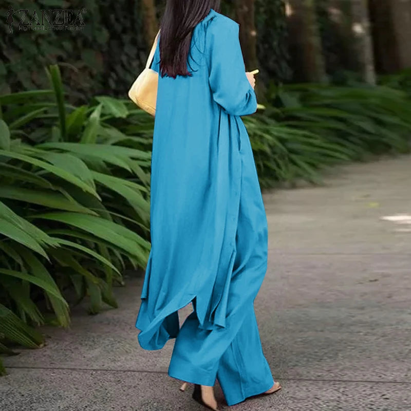 Costume Élégant Femme – Ensemble Chemise Oversize & Pantalon