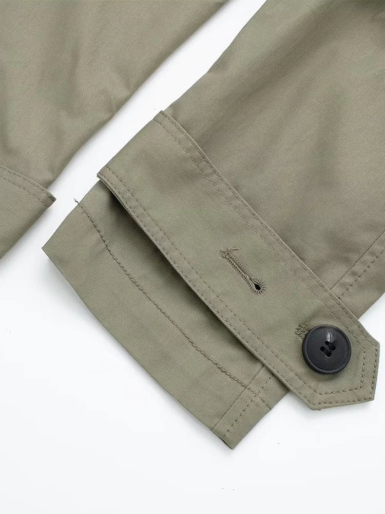 Trench Long Élégant Femme avec Ceinture, Double Boutonnage & Col Classique