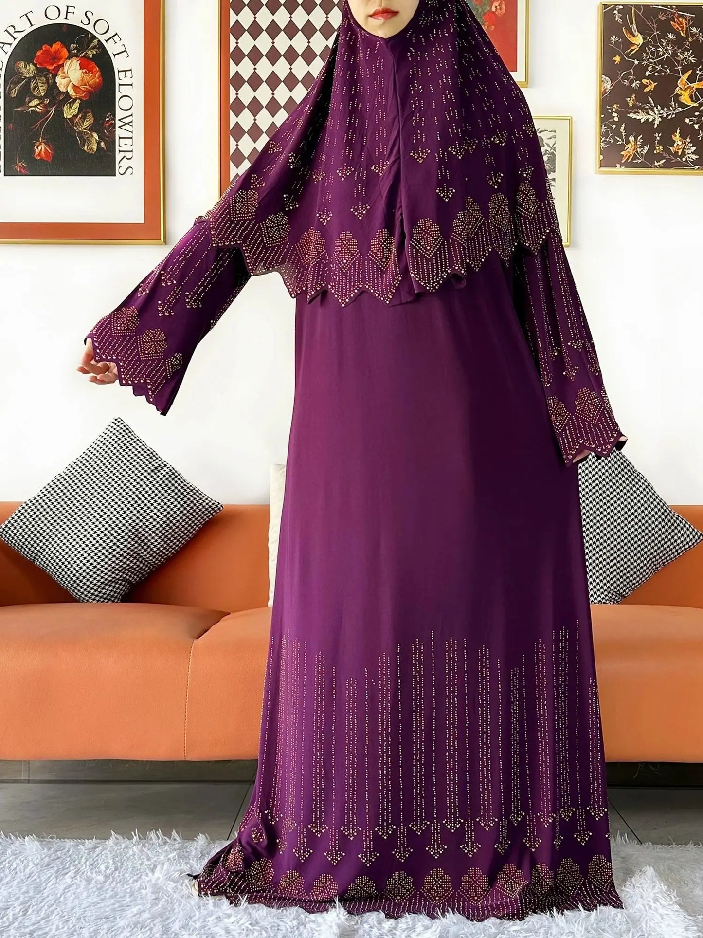 Ensemble de deux pièces Hijab Vêtements de prière Ensemble Abaya musulman Vêtements de prière pour femmes